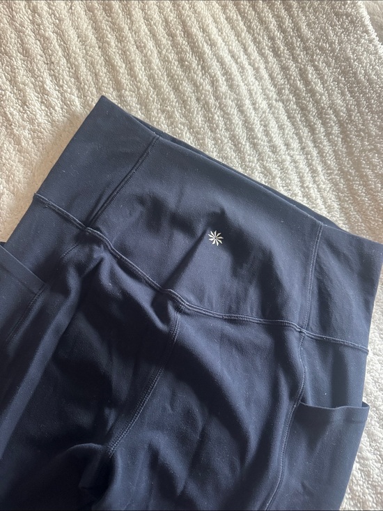 Athleta Pants - Navy Athletic Leggings with Magenta Stripe Accent